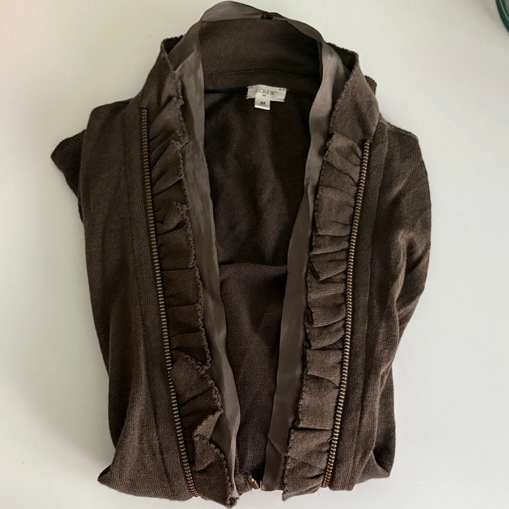 J.Crew Factory Olive Green Zipper Cardigan Size Medium